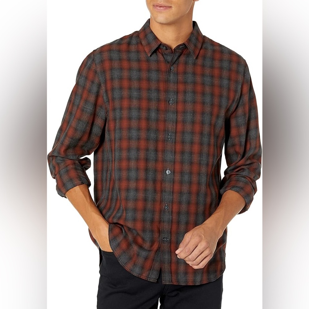 Vince Canyon Shadow Plaid Long Sleeve Shirt